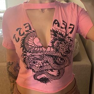 cropped pink cut out tshirt